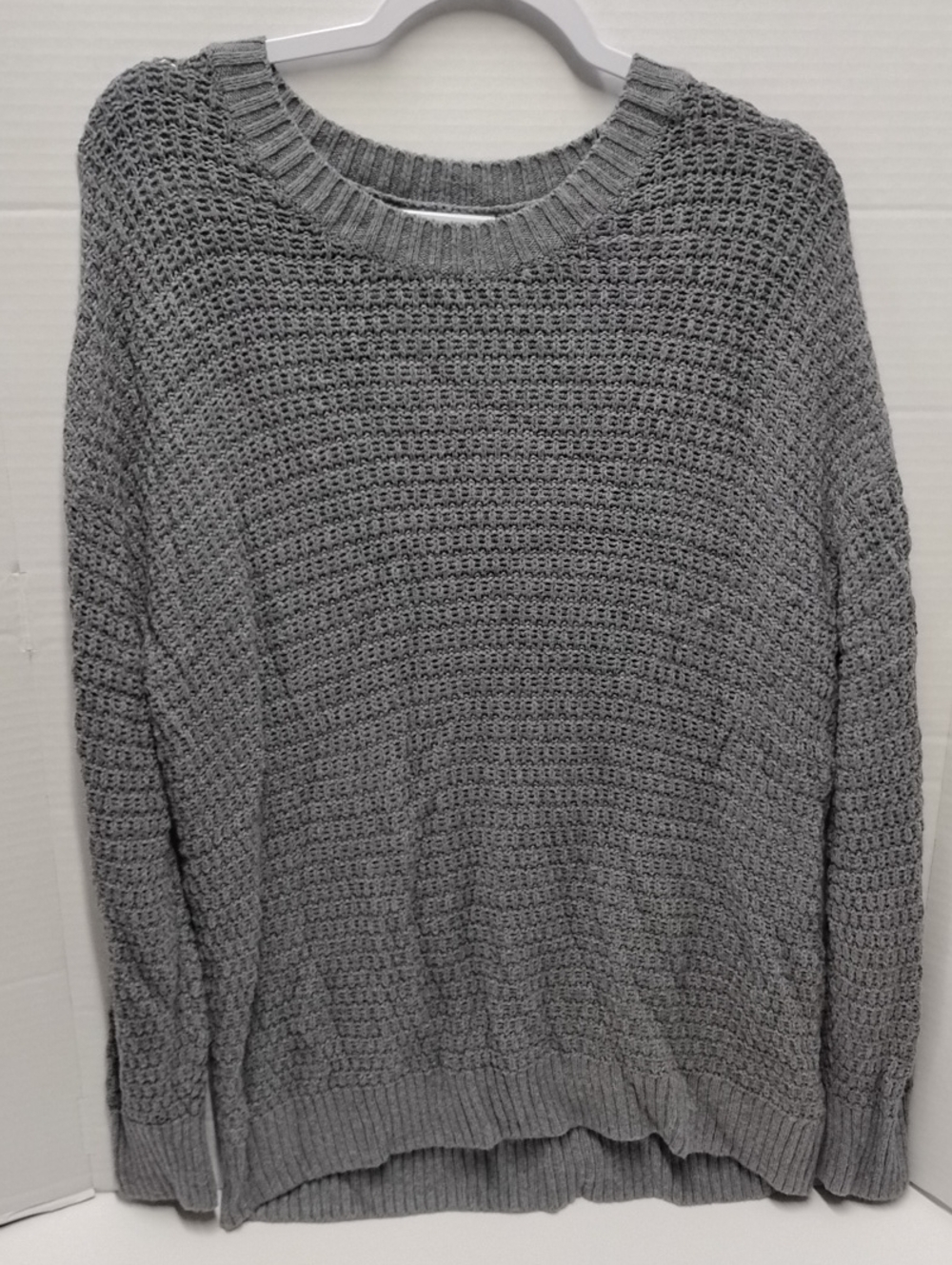 Old Navy Gray Waffle Knit Crewneck Sweater